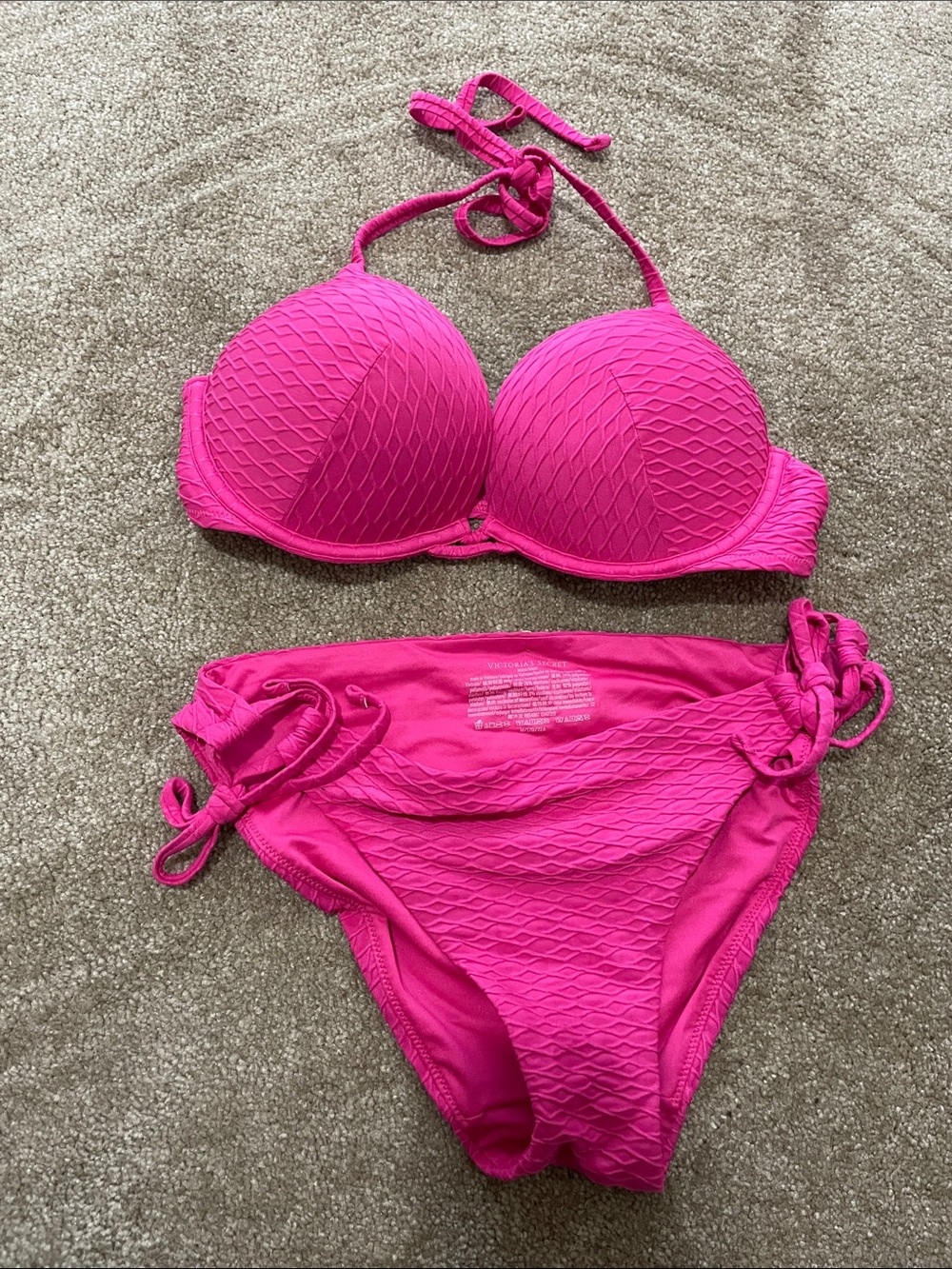 Victoria's Secret Hot Pink Textured Bikini Set